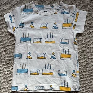 Kids Birthday Cake Print T-Shirt by Monica and Andy